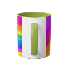 Vibrant Rainbow Two-Tone Coffee Mug - 11oz Colorful Drinkware