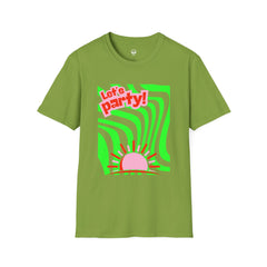 Let's Party Unisex Softstyle T-Shirt, Vibrant Summer Tee, Fun Graphic Shirt, Casual Wear, Birthday Gift, Festival Fashion