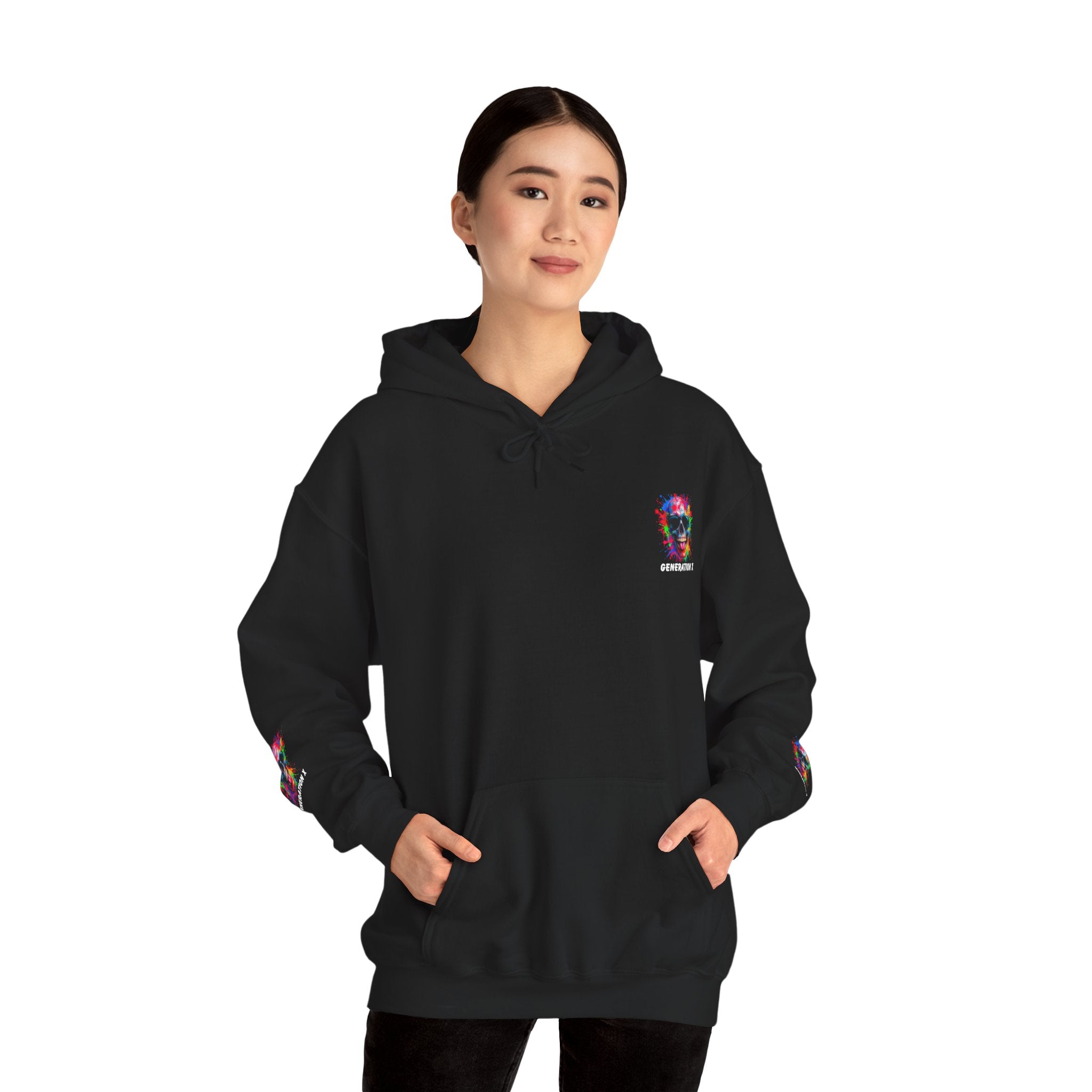 Colorful Retro Skull Hoodie, Unisex Heavy Blend Sweatshirt, Gift for Birthday, Casual Wear, Vintage Style