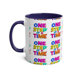 Motivational Two-Tone Coffee Mug - "One Step at a Time" - 11oz