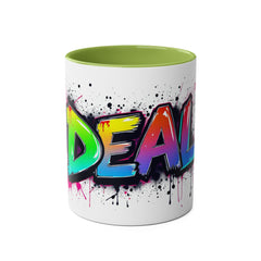 Glamorous Two-Tone Coffee Mug - 'DEAL' Design, 11oz - Perfect for Coffee Lovers and Gift Giving!