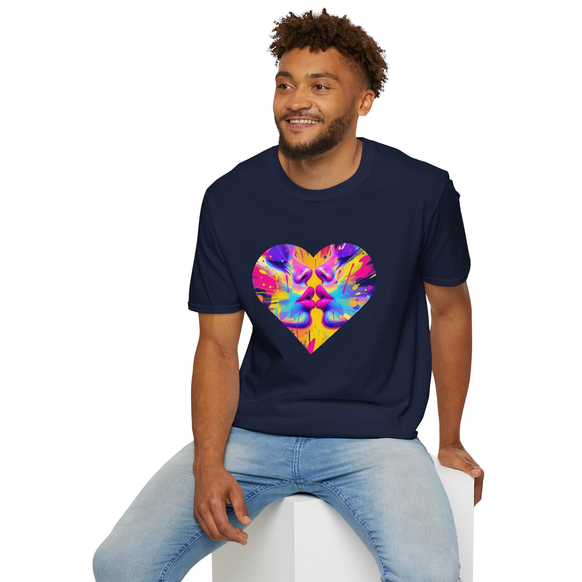 Vibrant Heart Art T-Shirt, Colorful Unisex Tee for Couples, Gift for Valentine's Day, Artistic Love Shirt, Casual Everyday Wear