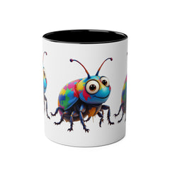Colorful Beetle Two-Tone Coffee Mug - 11oz Fun and Whimsical Design