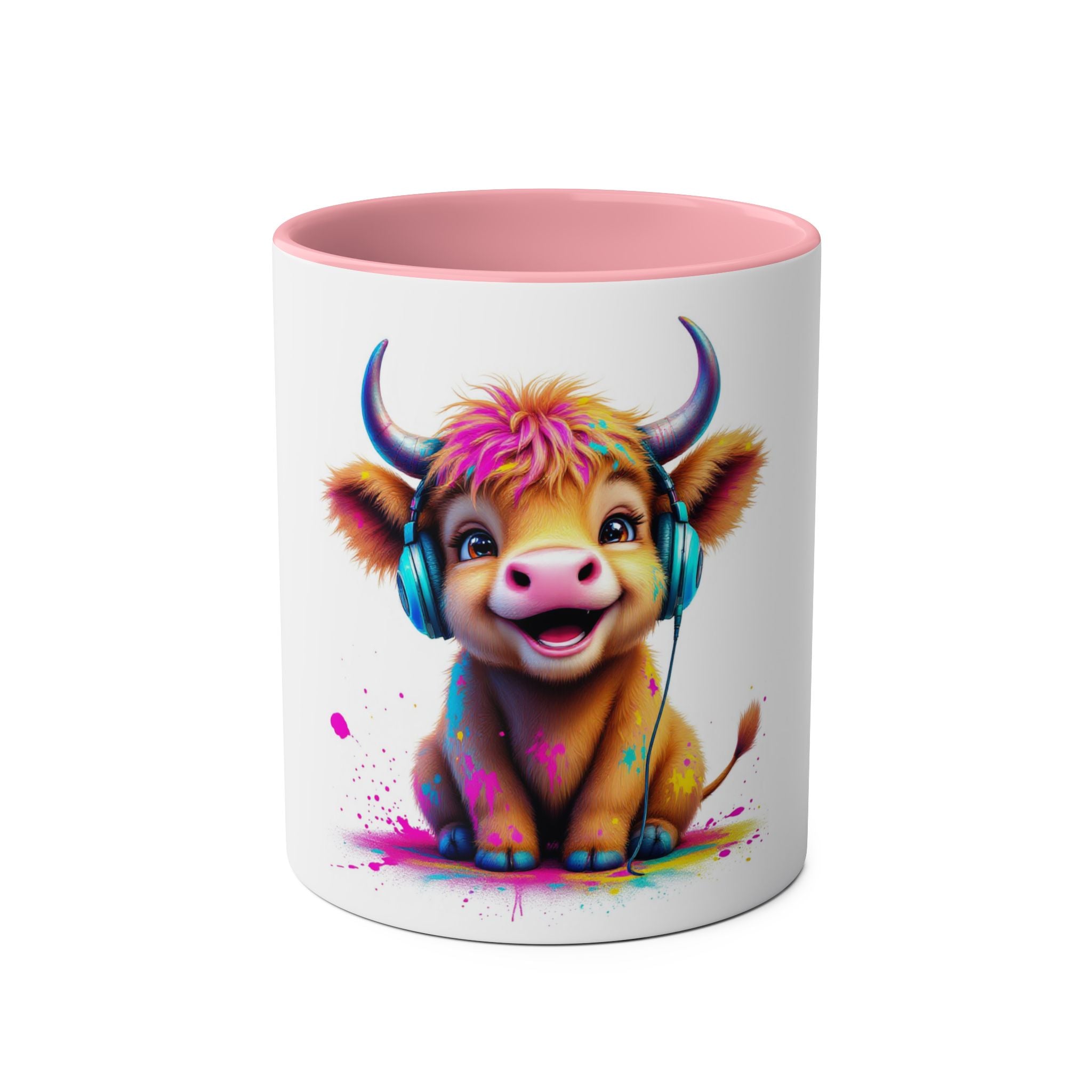 Playful Highland Cow Mug, Cute Coffee Cup for Animal Lovers, Gift for Birthdays, Cow Decor, Fun Kitchenware, Colorful Drinkware