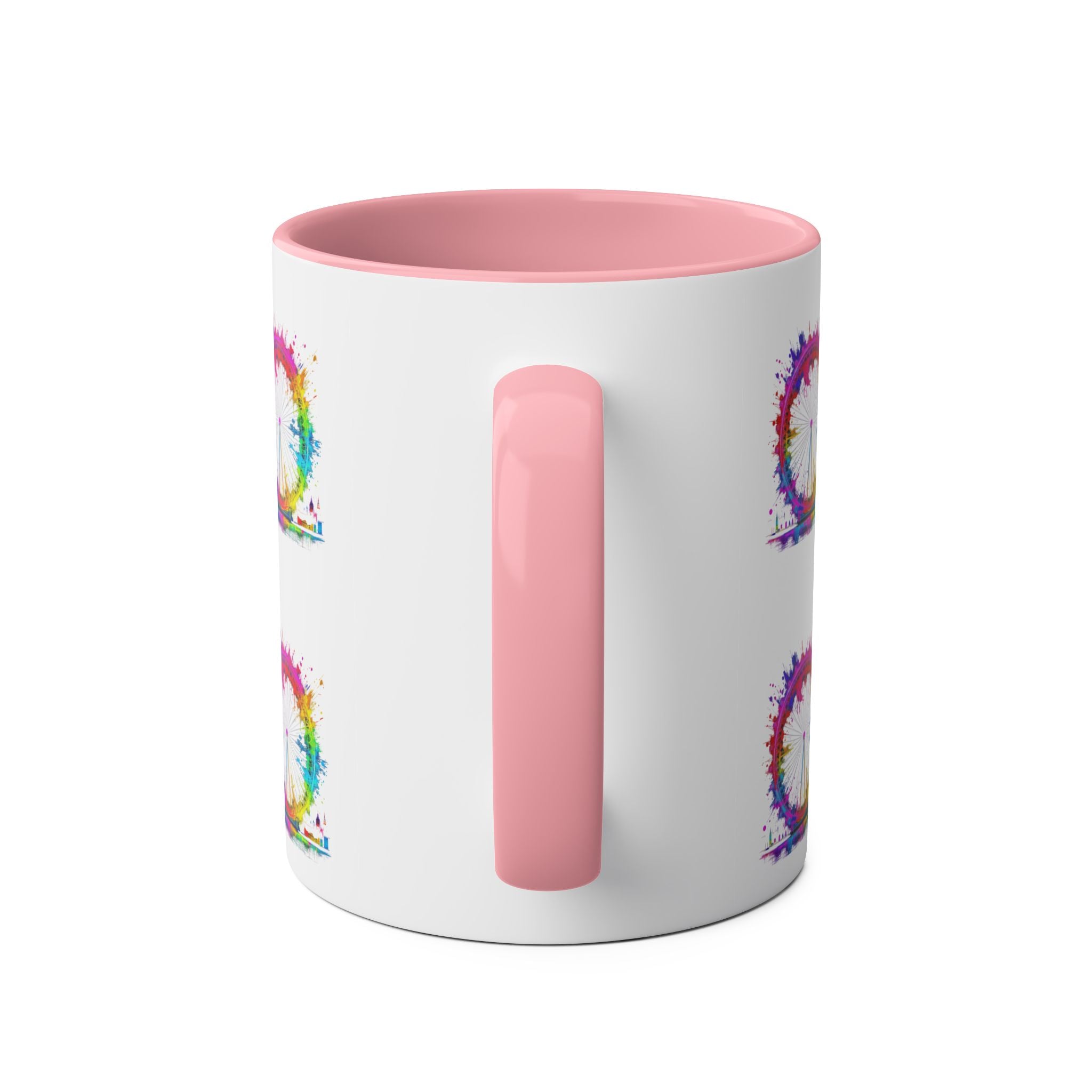 Colorful Cityscape Two-Tone Coffee Mug | Fun Gift, Home Decor, Artistic Mug, Coffee Lover's Gift, Office Essentials