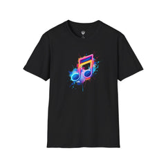 Musical Splash Unisex Softstyle T-Shirt | Gift for Music Lovers, Vibrant Art Tee, Trendy Music Shirt, Birthday Gift, Concert Wear