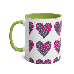 Pink Leopard Hearts Two-Tone Coffee Mug - 11oz - Perfect for Valentine's Day and Gift Giving