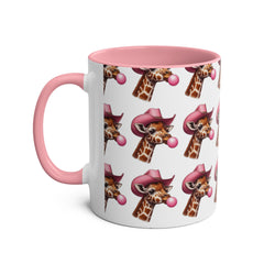 Fun Giraffe Coffee Mug, Whimsical Cup, Red Two-Tone Mug, Cute Gifts, Animal Lover Drinkware, Perfect for Birthdays, Unique Kitchen Decor