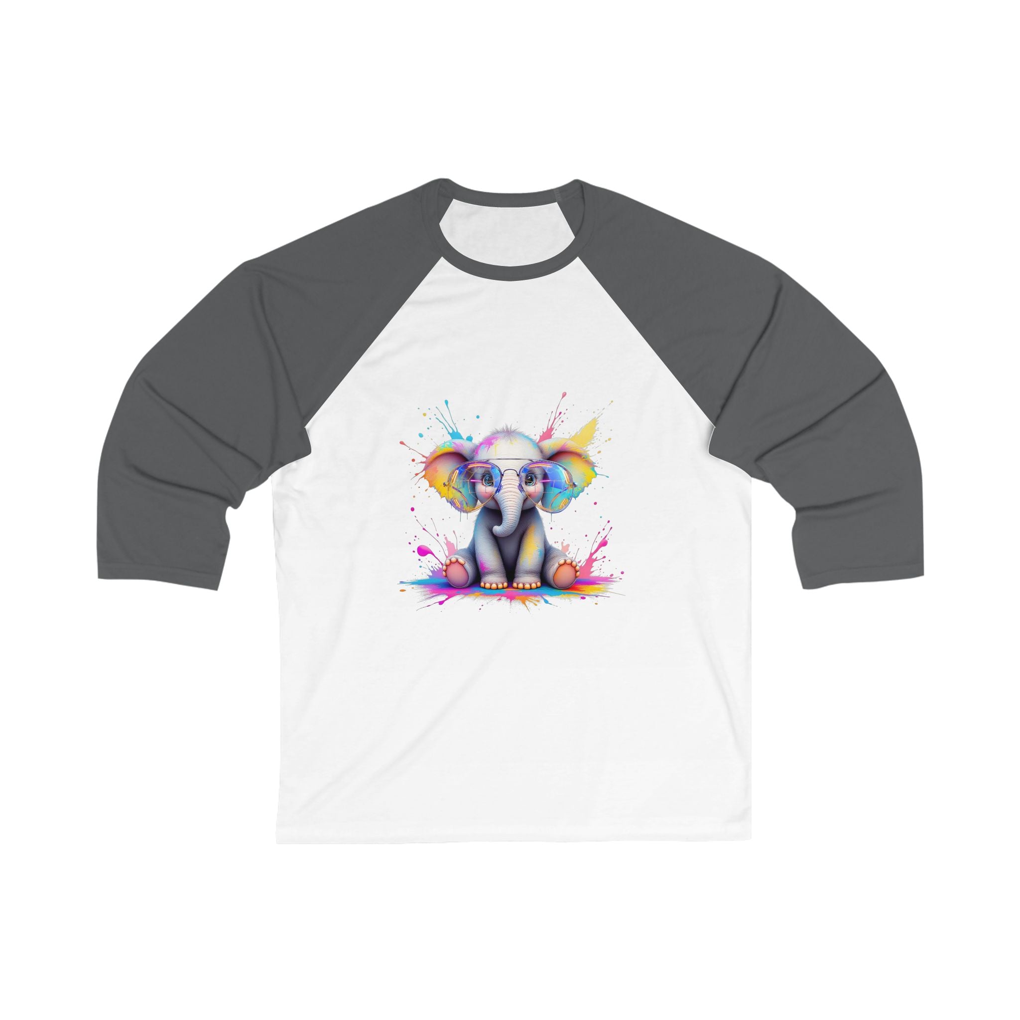 Colorful Elephant Baseball Tee, Fun Tee for Animal Lovers, Casual Wear, Gift for Birthdays, Unique Art Top, Perfect for All Seasons, [...]