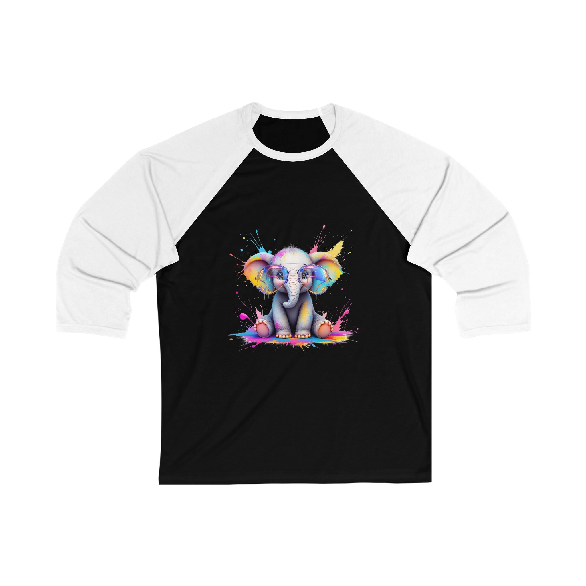 Colorful Elephant Baseball Tee, Fun Tee for Animal Lovers, Casual Wear, Gift for Birthdays, Unique Art Top, Perfect for All Seasons, [...]