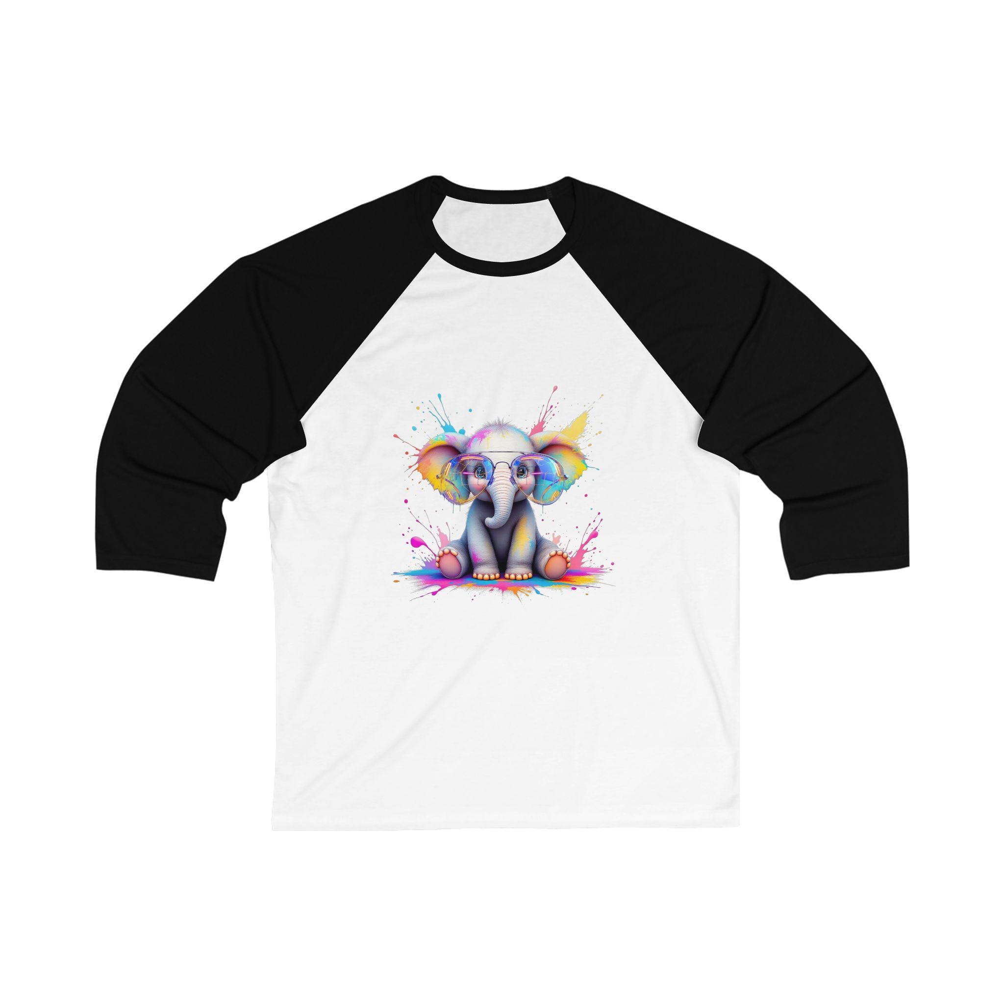 Colorful Elephant Baseball Tee, Fun Tee for Animal Lovers, Casual Wear, Gift for Birthdays, Unique Art Top, Perfect for All Seasons, [...]