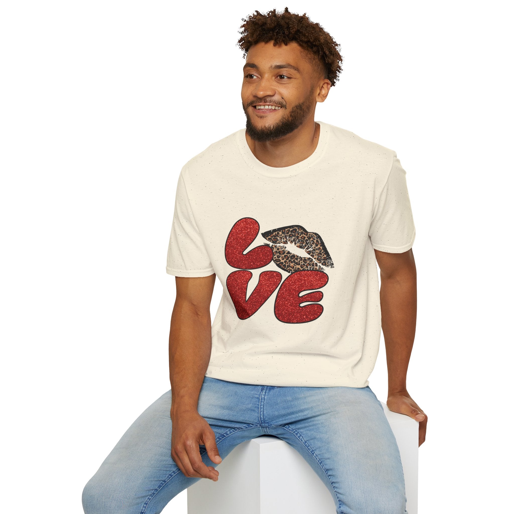 Leopard Love Graphic T-Shirt, Cute Valentine's Day Shirt, Casual Love Tee, Unisex Softstyle Top, Trendy Gift for Her