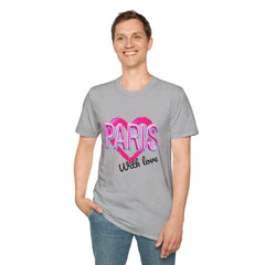 Paris with Love Unisex T-Shirt, Trendy Graphic Tee, Fashionable Gift, Casual Wear, Travel Souvenir, Unique Statement Shirt