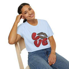 Leopard Love Graphic T-Shirt, Cute Valentine's Day Shirt, Casual Love Tee, Unisex Softstyle Top, Trendy Gift for Her