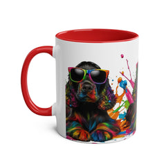 Colorful Dog Art Two-Tone Coffee Mug - 11oz, Perfect Gift for Dog Lovers