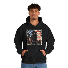 Western Cowboy Hoodie - Unisex Heavy Blend Sweatshirt, American Flag Design, Fashion Statement, Gift for Him, Cozy Apparel