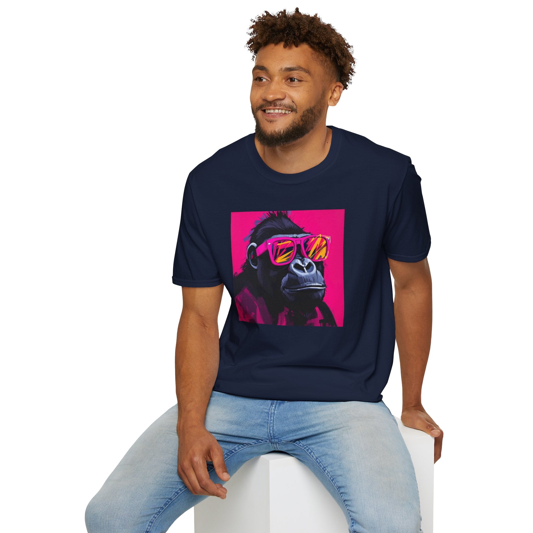 Retro Gorilla Graphic T-Shirt, Fun Animal Tee, Unisex Casual Wear, Birthday Gift, Summer Styles, Festival Fashion