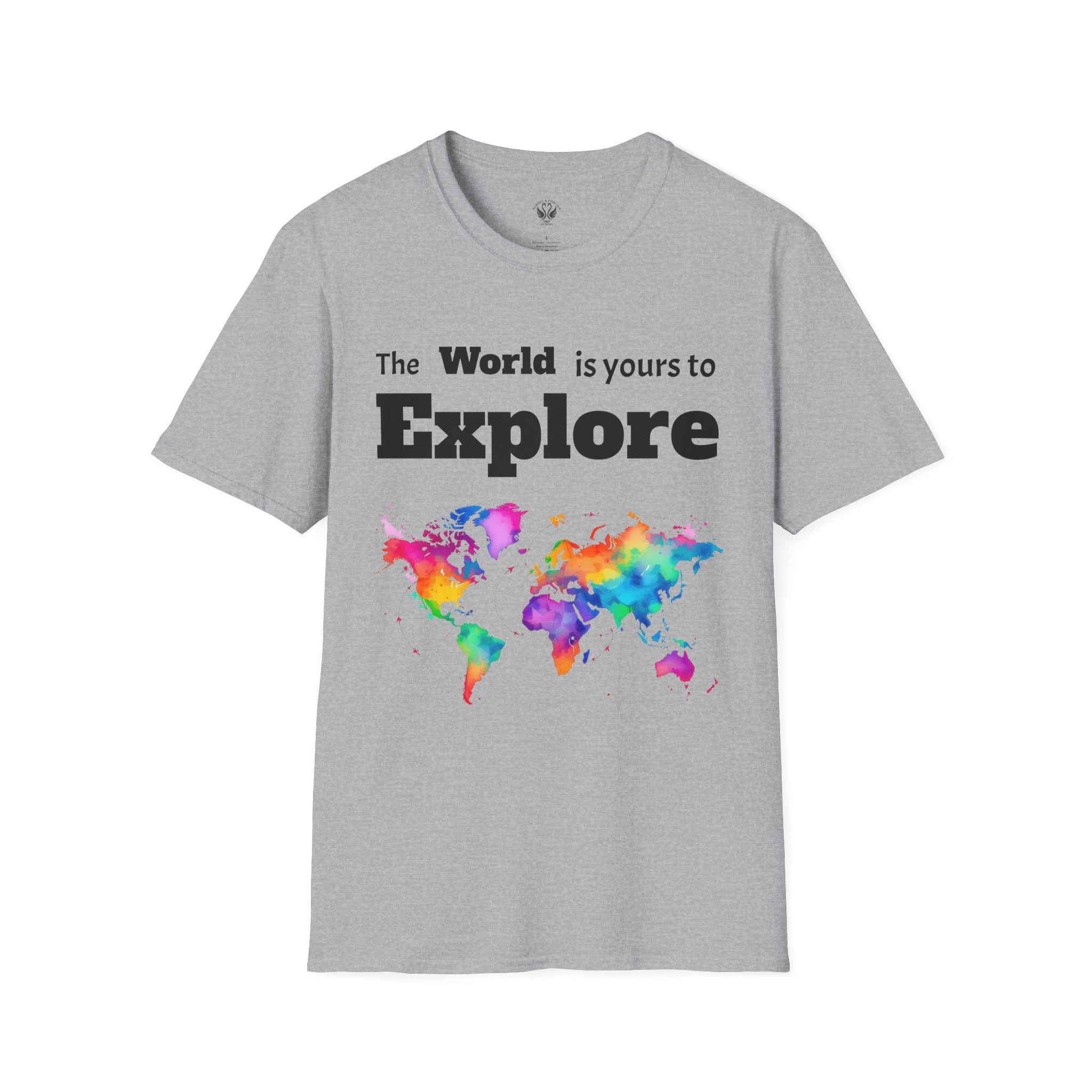 Explore the World Unisex T-Shirt | Adventure Shirt, Travel Tee, Gift for Explorers, Colorful World Map Top, Wanderlust Fashion