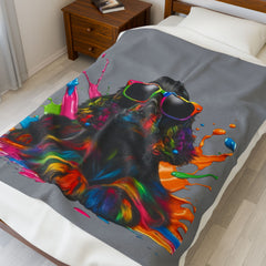 Rainbow Splash Dog Velveteen Plush Blanket