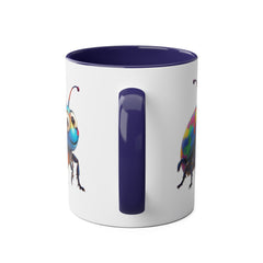 Colorful Beetle Two-Tone Coffee Mug - 11oz Fun and Whimsical Design