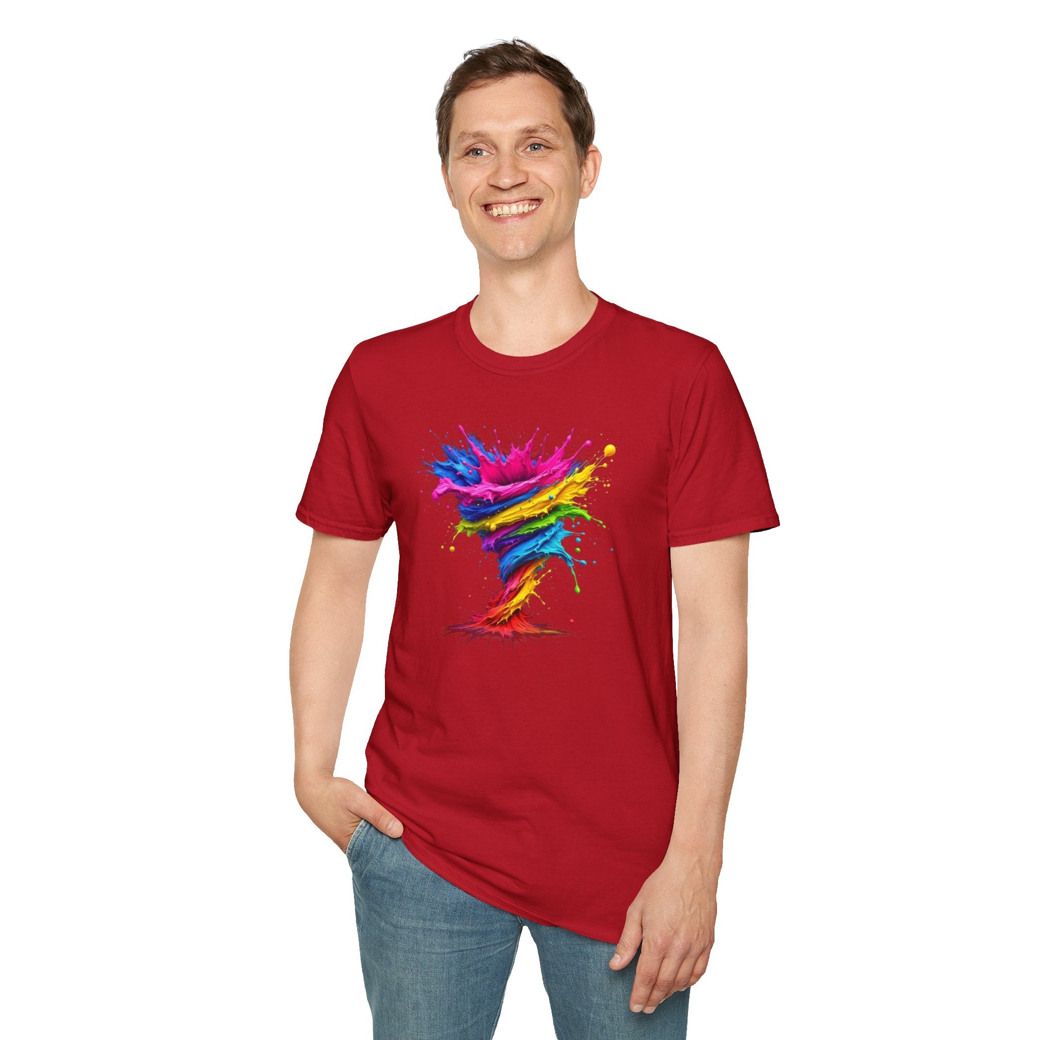 Vibrant Splash Art Tee, Colorful Unisex T-Shirt, Fun Graphic Tee, Summer Festival Top, Gift for Art Lovers, Casual Everyday Wear