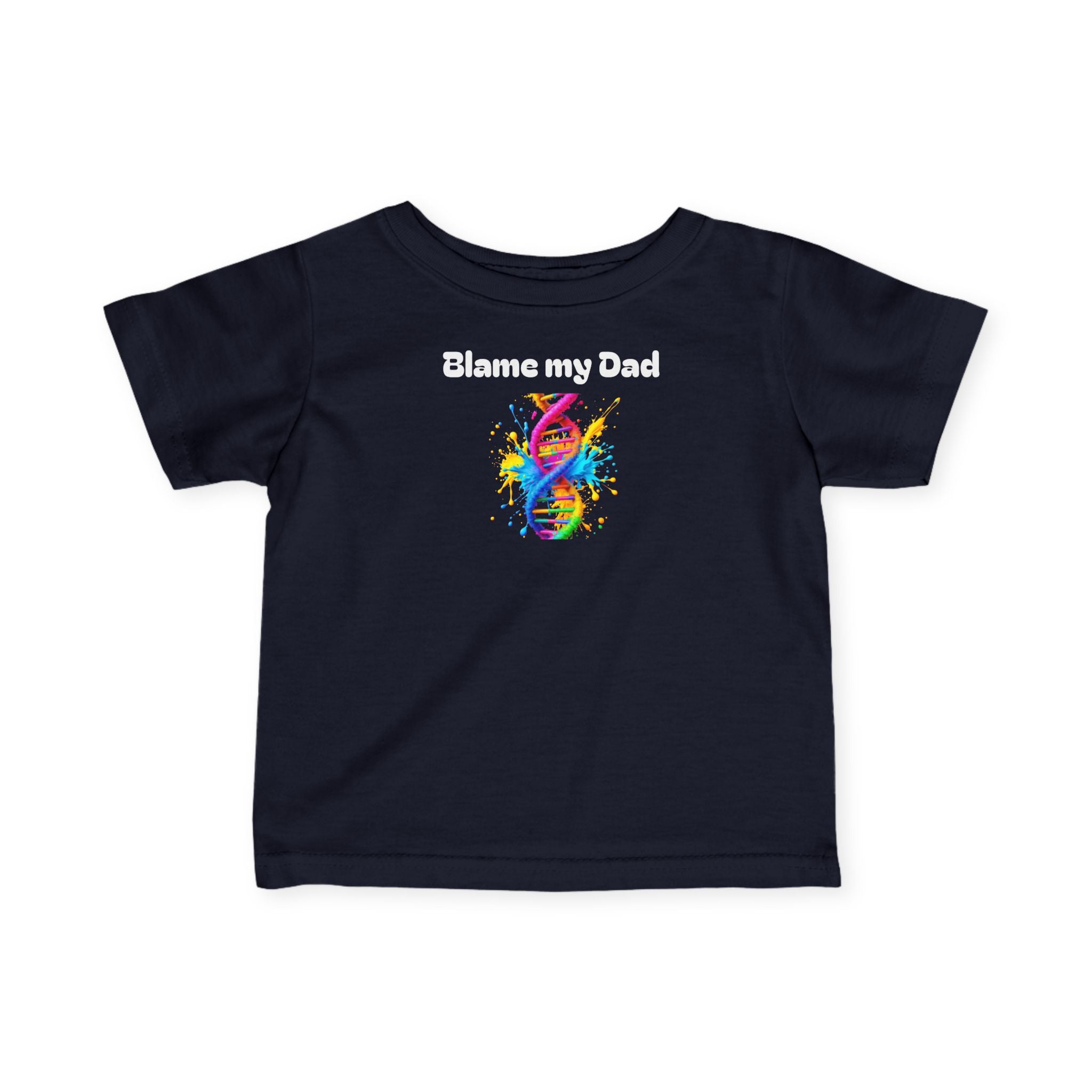 Colorful Baby Tee - 'Blame my Dad' Cute Infant Shirt, Trendy Toddler Top, Funny Baby Gift, Birthday Outfit, New Parent Shirt