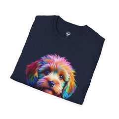 Colorful Puppy Art T-Shirt, Animal Lover Gift, Pet Owner Apparel, Fun Fashion for Dog Lovers, Unique Graphic Tee