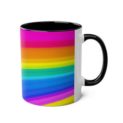 Vibrant Rainbow Two-Tone Coffee Mug - 11oz Colorful Drinkware