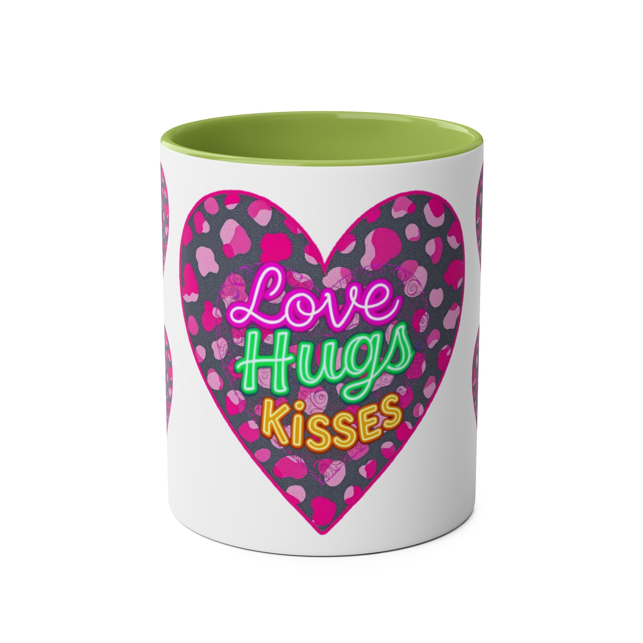 Colorful Love Mug: Perfect for Valentine's Day, Cute Gift, Coffee Break, Home Decor, Heart Design, Love Hugs Kisses