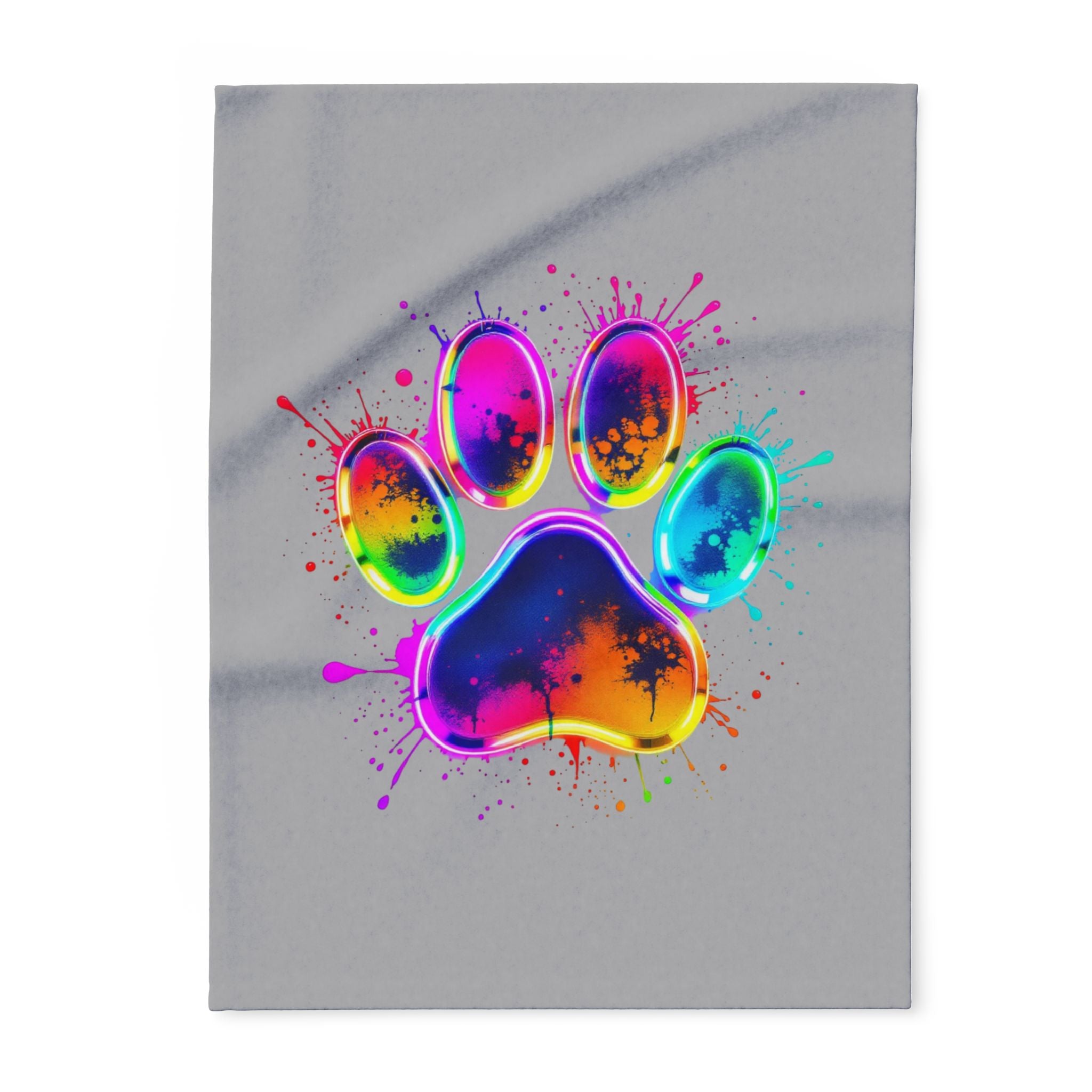 Colorful Paw Print Fleece Blanket | Cozy Pet Lover Gift, Animal Print Home Decor, Dog Blanket, Cat Blanket, Colorful Throw