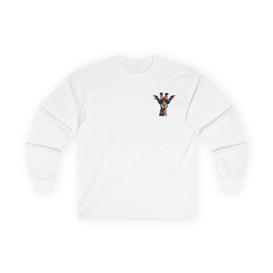 Colorful Giraffe Graphic Long Sleeve Tee for Animal Lovers