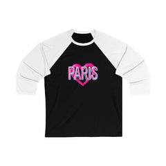 Paris Love Unisex Baseball Tee, Stylish Casual Top, Gift for Paris Lovers, Valentine’s Day Apparel, Trendy Fashion