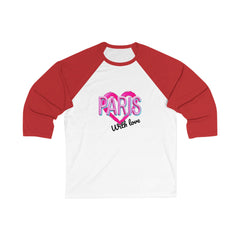Paris Love Unisex Baseball Tee, Stylish Casual Top, Gift for Paris Lovers, Valentine’s Day Apparel, Trendy Fashion