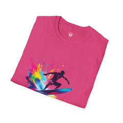 Colorful Surfing Unisex T-Shirt, Casual Beach Wear, Summer Vibes, Gift for Surfers, Beach Lovers, Graphic Tee