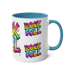 Colorful Rock & Roll Coffee Mug - 11oz Two-Tone Mug for Music Lovers