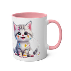 Cute Cat Two-Tone Coffee Mug for Cat Lovers