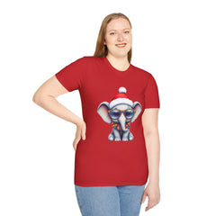 Cute Christmas Elephant T-Shirt, Unisex Holiday Tee, Fun Santa Shirt, Gift for Animal Lovers, Festive Apparel