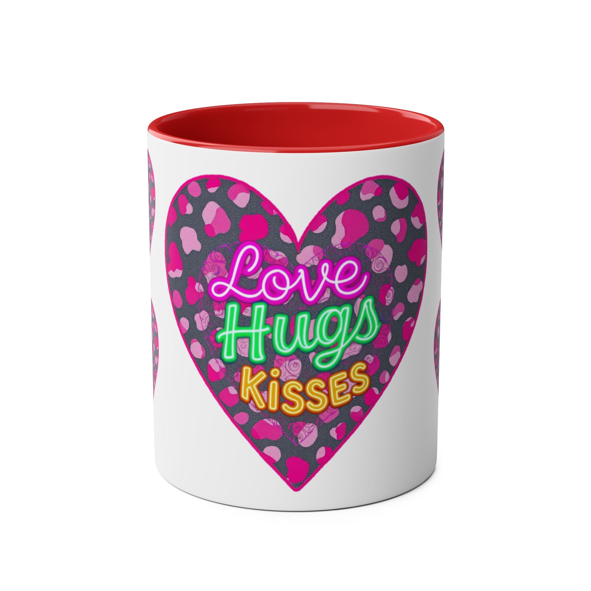 Colorful Love Mug: Perfect for Valentine's Day, Cute Gift, Coffee Break, Home Decor, Heart Design, Love Hugs Kisses