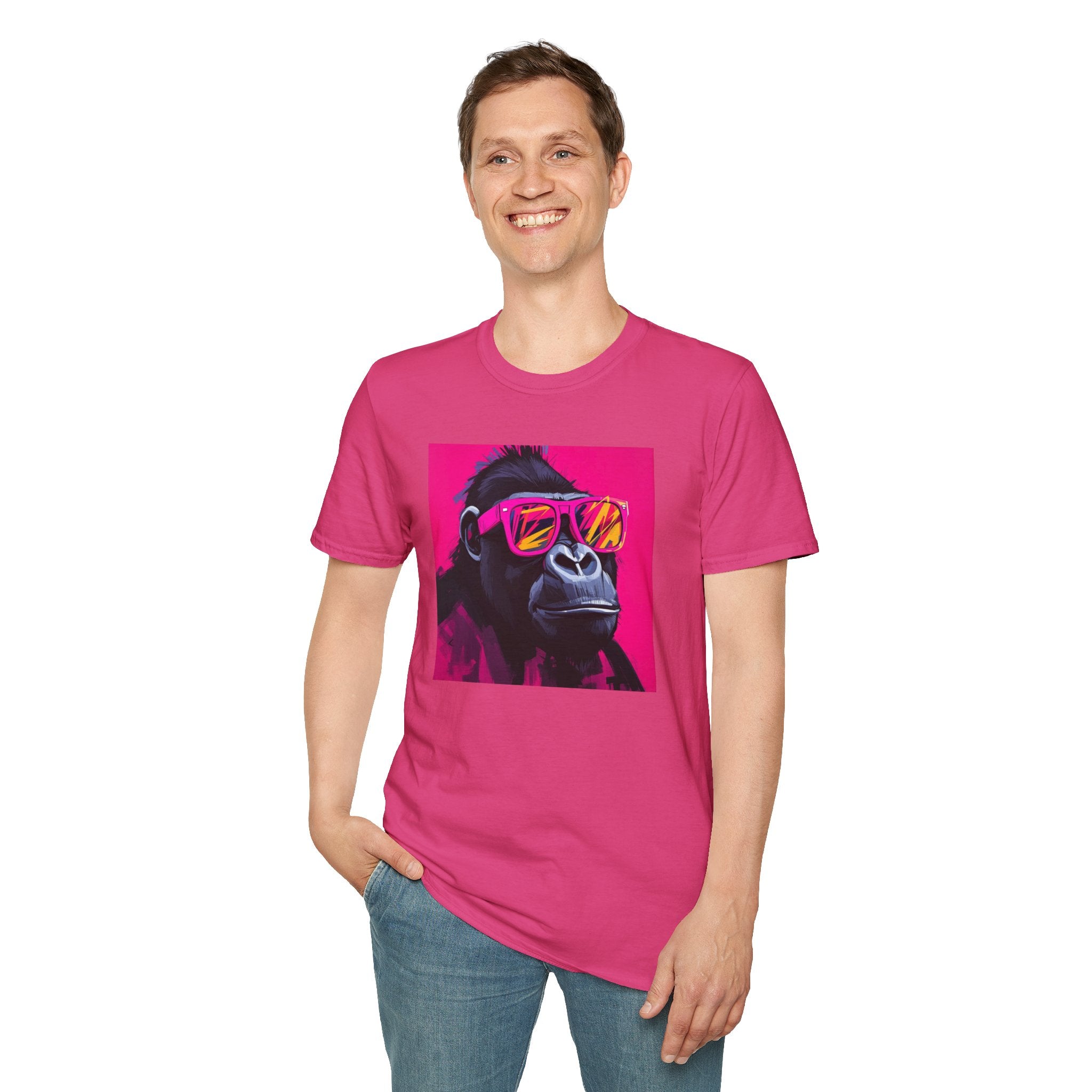 Retro Gorilla Graphic T-Shirt, Fun Animal Tee, Unisex Casual Wear, Birthday Gift, Summer Styles, Festival Fashion