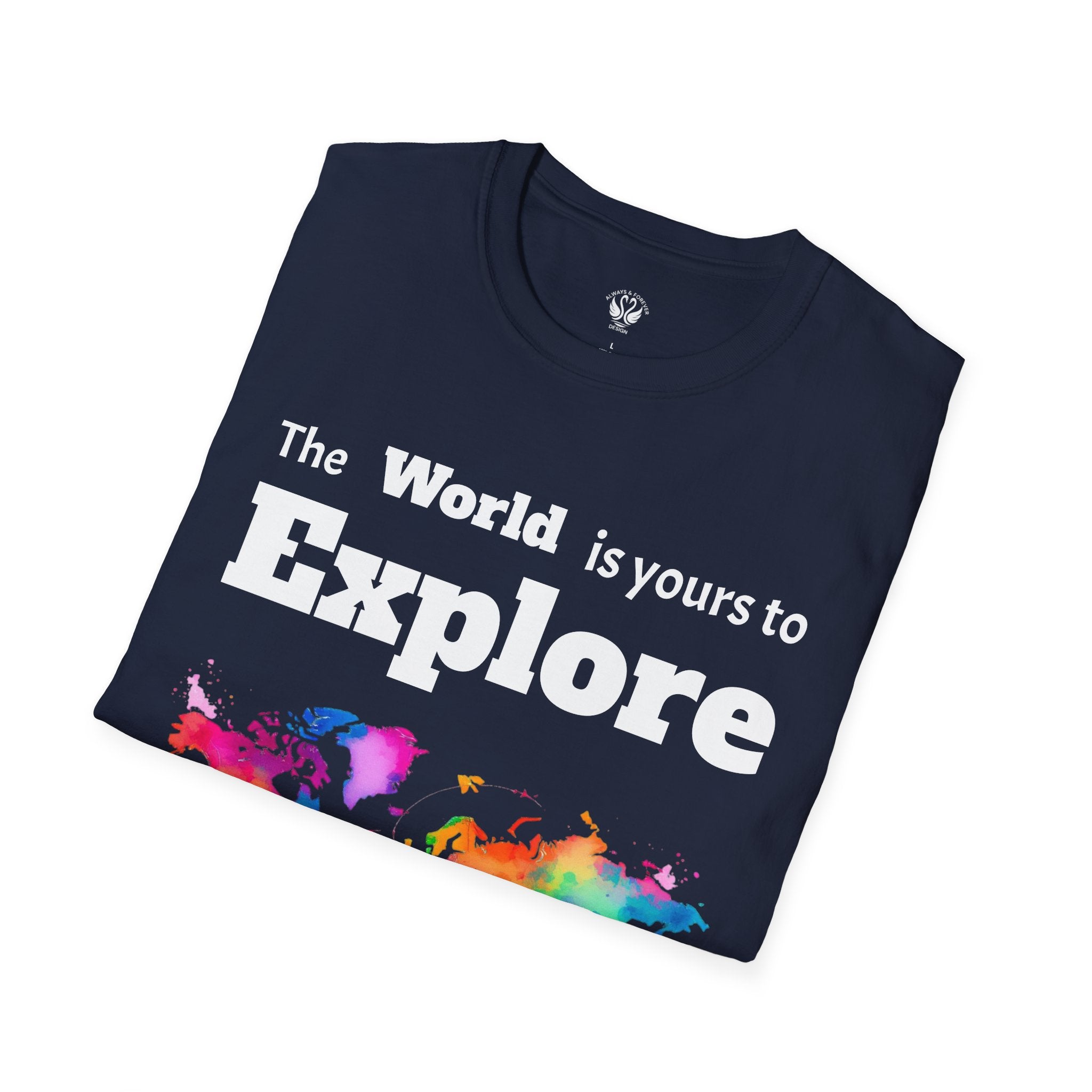Explore the World Unisex T-Shirt | Adventure Shirt, Travel Tee, Gift for Explorers, Colorful World Map Top, Wanderlust Fashion