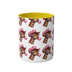 Fun Giraffe Coffee Mug, Whimsical Cup, Red Two-Tone Mug, Cute Gifts, Animal Lover Drinkware, Perfect for Birthdays, Unique Kitchen Decor