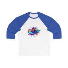 Colorful Cowboy Hat Baseball Tee, Unisex Baseball Shirt, Gift for Artists, Casual Wear, Fun Summer Outfit, Unique Baseball T-Shirt