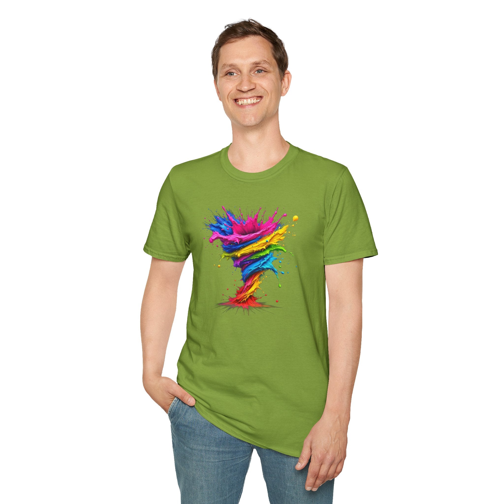 Vibrant Splash Art Tee, Colorful Unisex T-Shirt, Fun Graphic Tee, Summer Festival Top, Gift for Art Lovers, Casual Everyday Wear