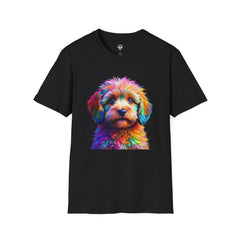 Colorful Puppy Art T-Shirt, Animal Lover Gift, Pet Owner Apparel, Fun Fashion for Dog Lovers, Unique Graphic Tee