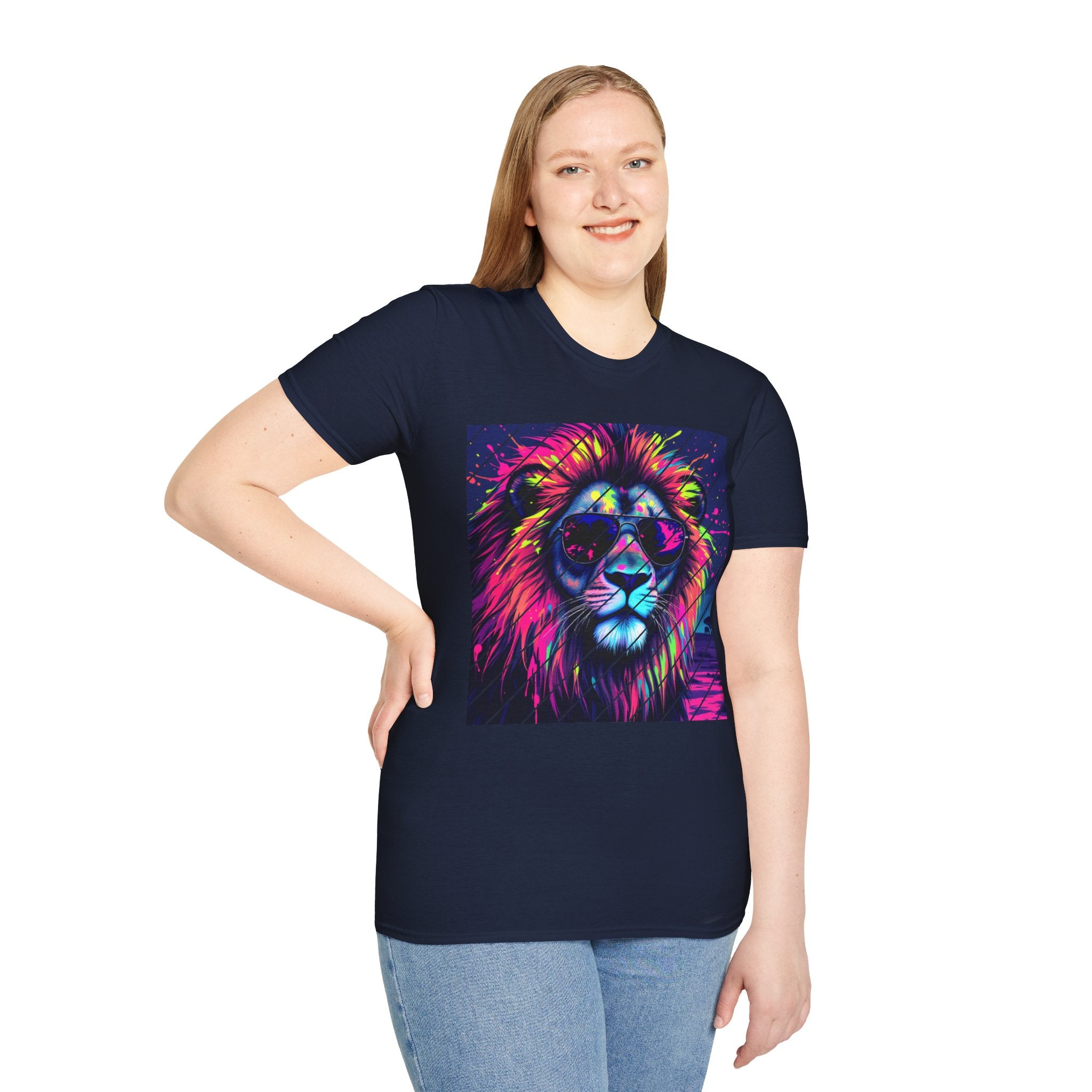 Vibrant Lion Graphic T-Shirt, Colorful Unisex Tee, Gift for Animal Lovers, Trendy Casual Wear, Perfect for Birthdays and Celebrations