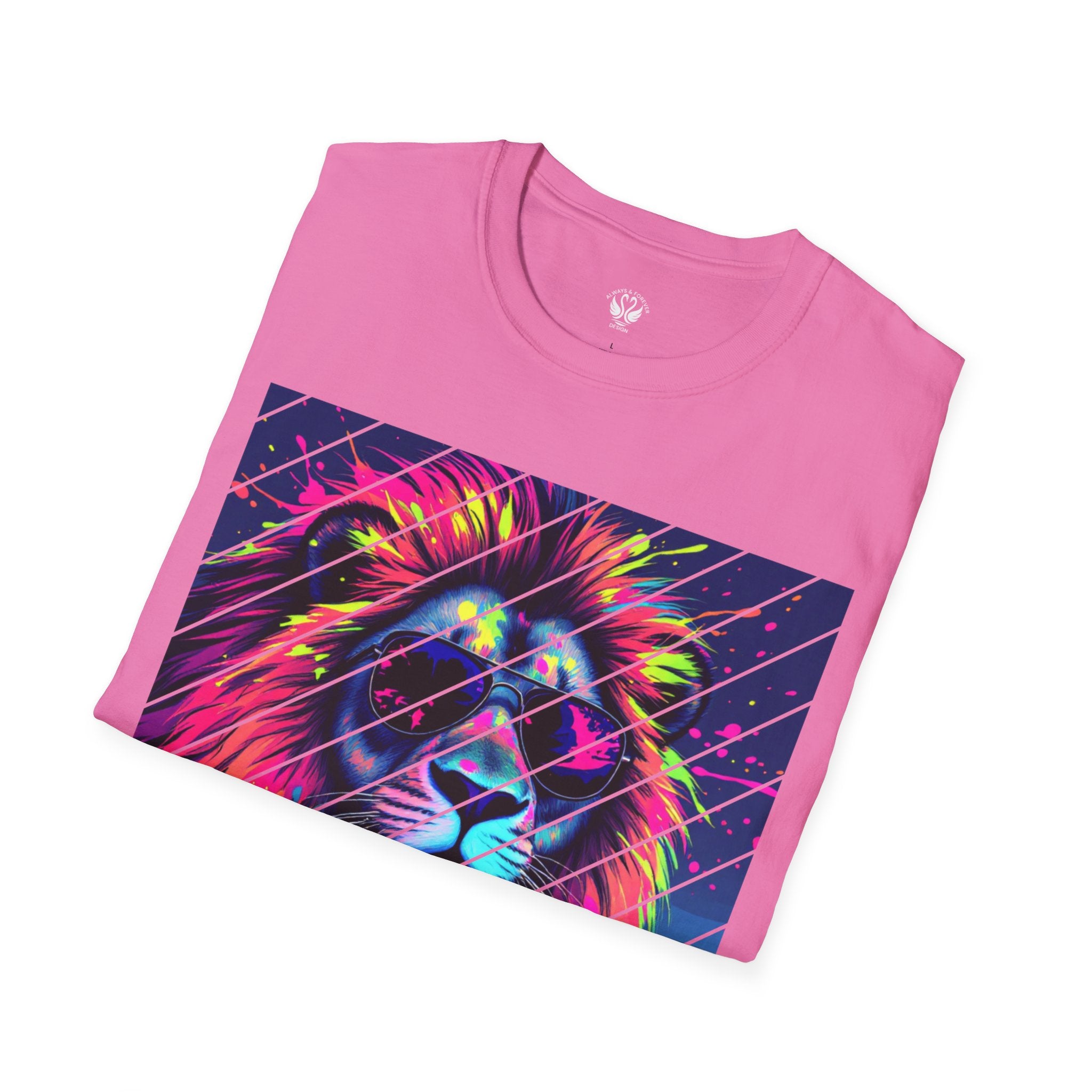 Vibrant Lion Graphic T-Shirt, Colorful Unisex Tee, Gift for Animal Lovers, Trendy Casual Wear, Perfect for Birthdays and Celebrations