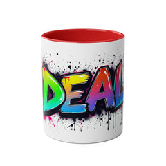 Glamorous Two-Tone Coffee Mug - 'DEAL' Design, 11oz - Perfect for Coffee Lovers and Gift Giving!