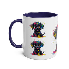 Colorful Puppy Two-Tone Coffee Mug | Cute Dog Lover Gift | Pet-Themed Kitchenware | Birthday Mug | Vibrant Print