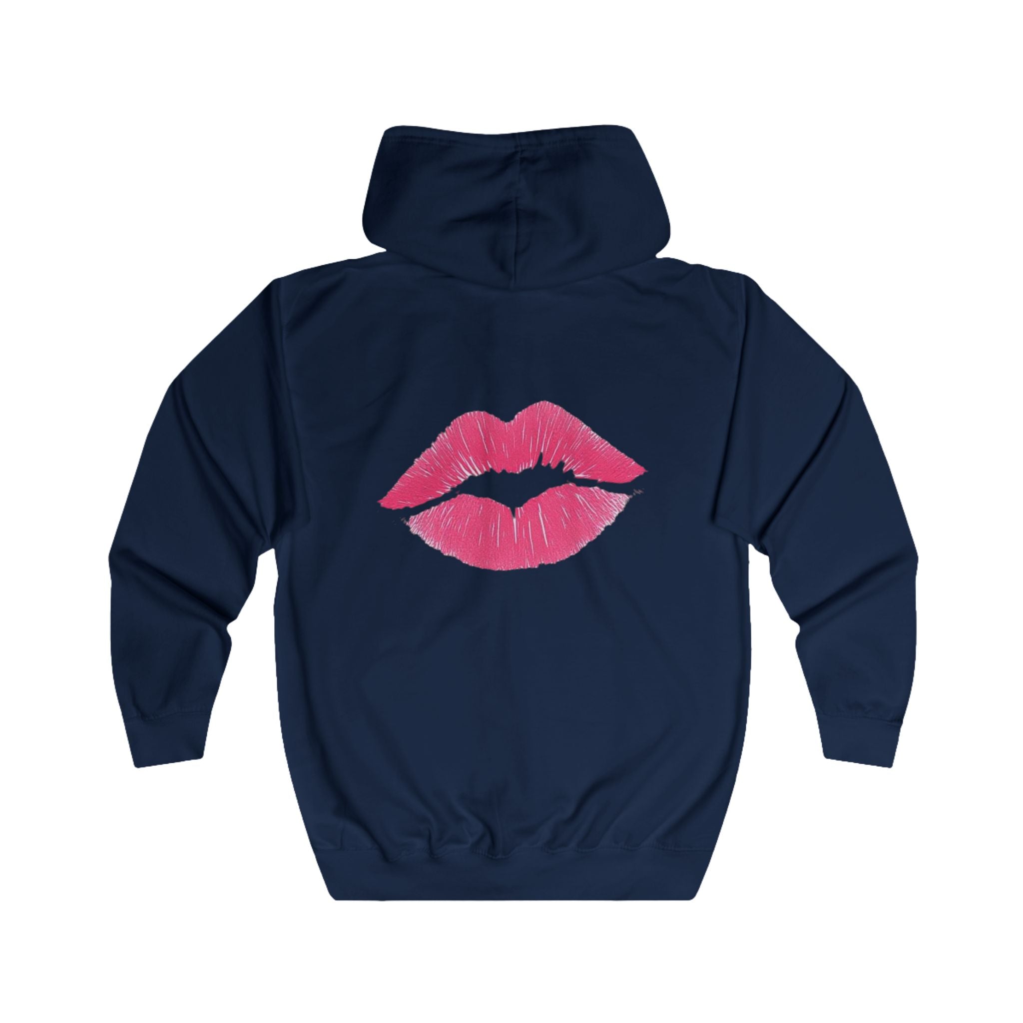 Kiss Mark Unisex Full Zip Hoodie, Trendy Outerwear, Gift for Her, Valentine's Day, Cute Casual Wear, Everyday Comfort, Statement Piece