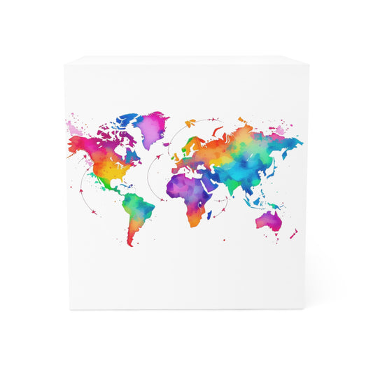 Colorful World Map Note Cube – Desk Essentials for Travelers & Students